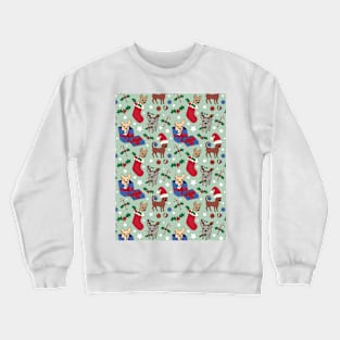 Christmas Chis! Christmas chihuahuas print in blue green Crewneck Sweatshirt